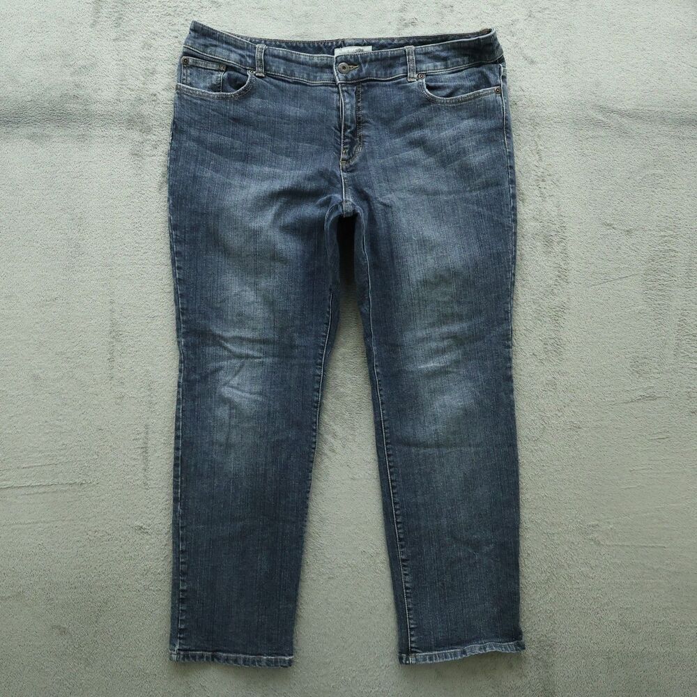 Chico's Platinum Jeans Women's 3 US-16 Short Blue High-Rise Straight 29" Inseam